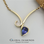 9ct Yellow Gold Pear Shaped Tanzanite Necklace
