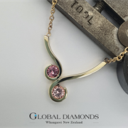 9ct Yellow Gold Duo of Pink Sapphire Pendant