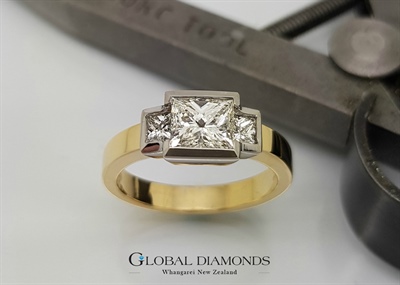 18ct Princess Cut Three Stone Diamond Ring