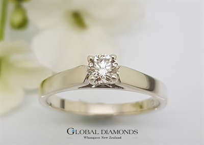 9ct White Gold Four Claw Solitaire Diamond Ring