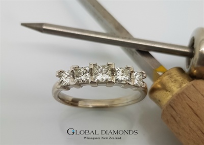 18ct White Gold Princess Cut Five Stone Diamond Ring