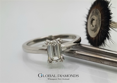 Platinum and Emerald Cut Diamond Ring
