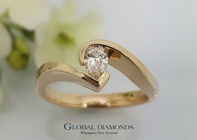 9ct Yellow Gold Pear Shape Solitaire Diamond Ring