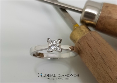 9ct White Gold Princess Cut Diamond Solitaire Ring